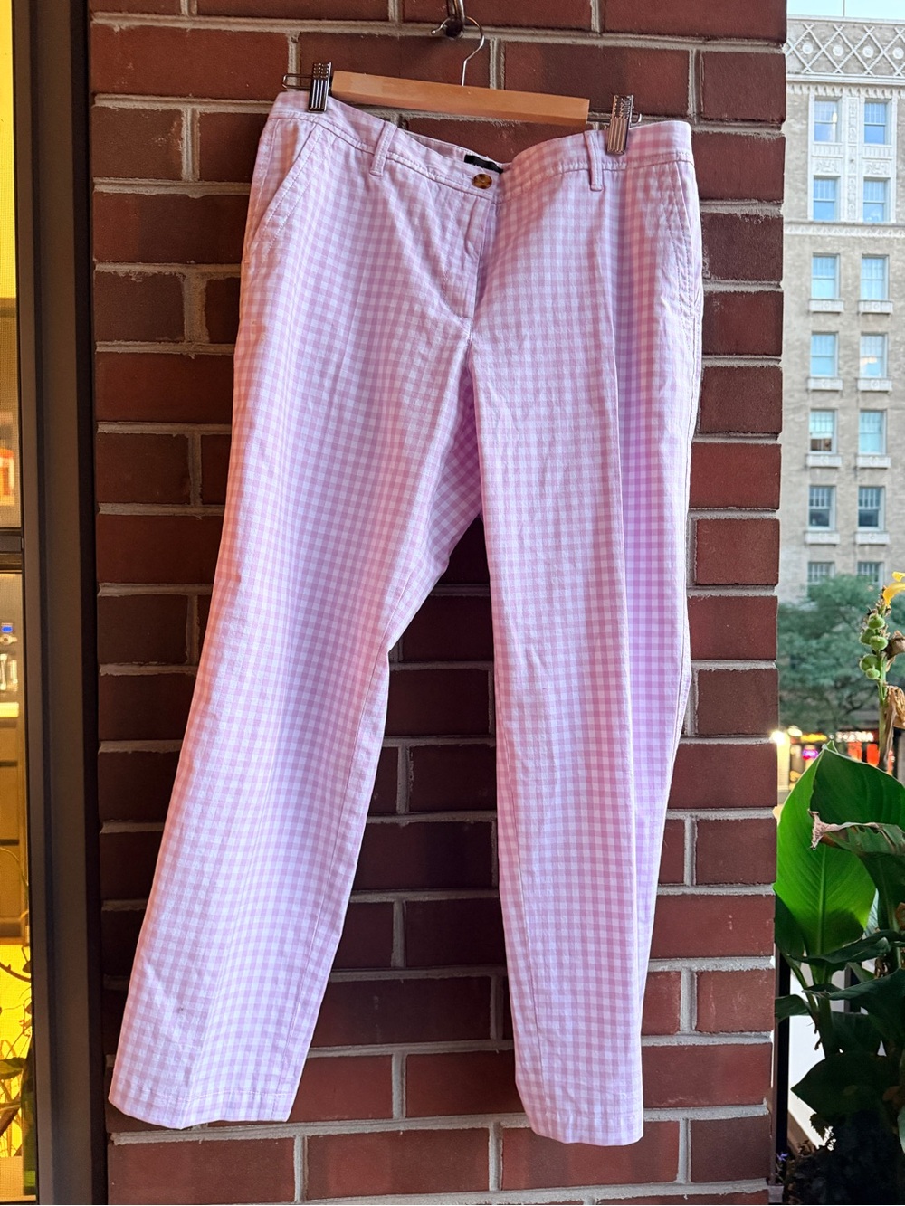 Talbots Pink Gingham Chinos